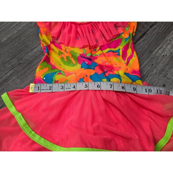 Costume Gallery Vibrant Pink 2 Tiered Tutu Skort Dress Sleeveless Dance Outfit - Picture 7 of 10